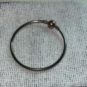 Authentic Pandora Silver Bracelet bangle with Rose Gold Accent